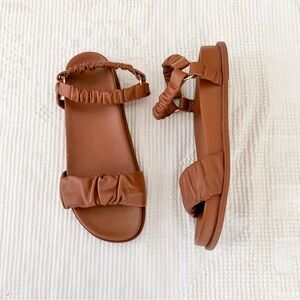 22élevé Ruched Leather Sport Sandals 22eleve 22 eleve Cognac Brown 38.5 8.5